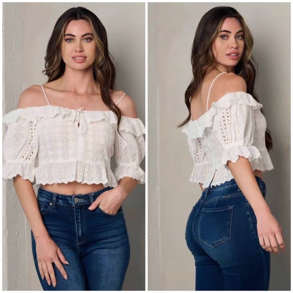 Eyelet crop boho top - Picture 4 of 4